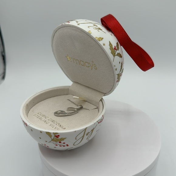 Giani Bernini Ornament Box with silver Cubic Zirconia J Initial Pendant Necklace - Picture 2 of 5